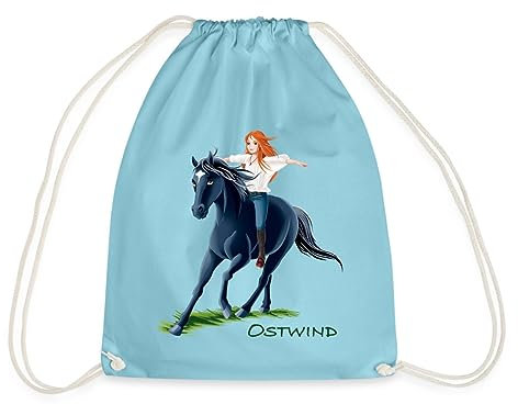 Spreadshirt Ostwind Mika und Ostwind beim Reiten Turnbeutel, One size, Aqua