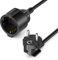 deleyCON 10m Verlängerungskabel Stromkabel Netzkabel Verlängerung Schutzkontakt Stecker Typ F (CEE 7/4) 90° Gewinkelt auf Buchse (CEE 7/3) Berührungsschutz TV PC Computer Beamer - Schwarz