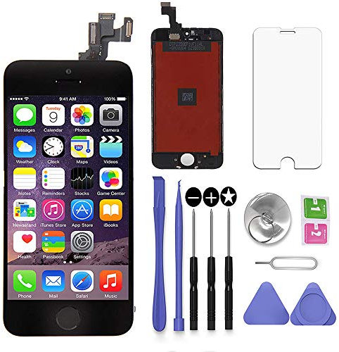 SNIDII Kompatibel mit iPhone 5c LCD Bildschirm Ersatz Schwarz 4 Zoll Montage Full Set 3D Touch LCD Display Digitizer Rahmen Ersatz mit Reparatur Werkzeug Kit Displayschutzfolie