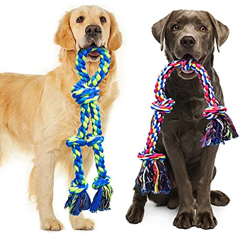 Feeko Heavy Duty Dog Rope Toys for Large Breed Aggressive Chewers, 2 Pack Indestructible Teeth Cleaning Tug of War Toy