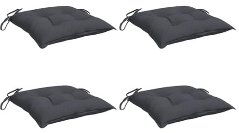 vidaXL Stuhlkissen 4 STK., Sitzkissen mit Bändern, Sitzauflage Outdoor Indoor, Stuhlauflagen Kissen für Gartenstuhl, Anthrazit 40x40cm Oxford-Gewebe