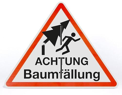 AllesKlaro® - Warnschild Aufsteller - Achtung Baumfällung Gefahr - Dreieck - freistehend aufstellbar - 4mm Alu Verbundplatte (50x40cm)