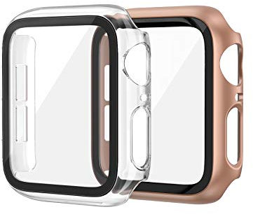 Edimens - Custodia rigida per PC, compatibile con iWatch Series 6/SE/5/4 da 44 mm, per donne e uomini, custodia in policarbonato sottile, per Apple iWatch 44 mm, colore: Rosa trasparente