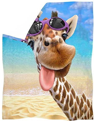 chaqlin Lustige Strand-Giraffen-bedruckte Decke, Kinderdecke, superweich, Bettbezüge für Büro, Sofa, Stuhl, Bettwäsche, Couch, Outdoor, Reisen, Camping, Decken-XXXL