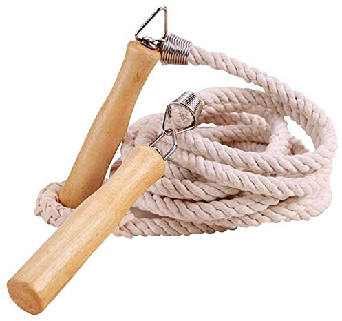 LTLCLZ Cuerda De Saltar Larga De Algodón Y Lino Colectiva Mango De Madera Cuerda De Saltar Grande Tejida A Mano para Actividades Al Aire Libre para Niños Adultos,10m