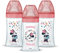 Dodie Lot de 3 Biberons Anti-Colique Initiation+, Minnie, 270mL,0-6 Mois, tétine Ronde, Débit 2