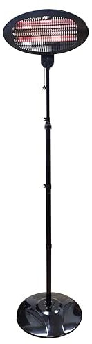 SHX Heizstrahler auf Standfuß 2000W SHX02HS2000, Freiflächenheizung, Terassenheizung, 3 Heizstufen, Quartz-Heizelemen, Zugkettenschalter, Kippschutz, Schwarz