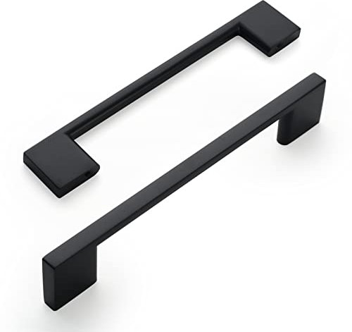 Amerdeco 10 Stück Möbelgriffe Schwarz, 128mm Lochabstand, Aluminiumlegierung Schubladengriffe & Schrankgriffe für Küchenschränke & Kleiderschränke UK0035