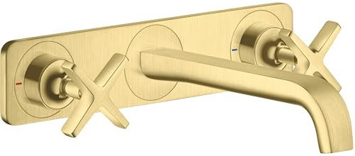 hansgrohe AXOR Citterio E 3-Loch Waschtischarmatur Unterputz mit Platte für Wandmontage, 36115950, Farbe: Brushed Brass
