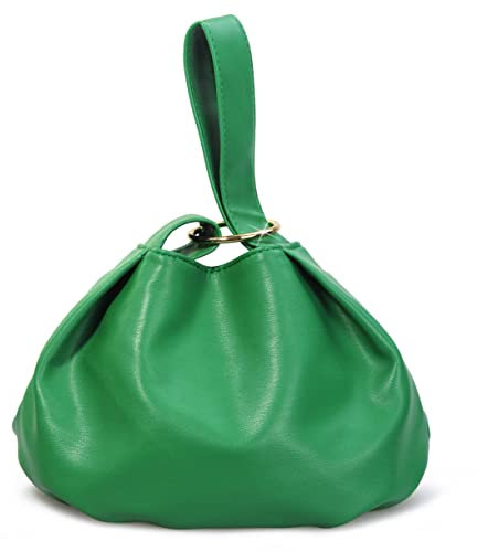 Damen-Clutch, weiches veganes Leder, Hobo Top Grifftasche, kleine Tragetasche, Grün