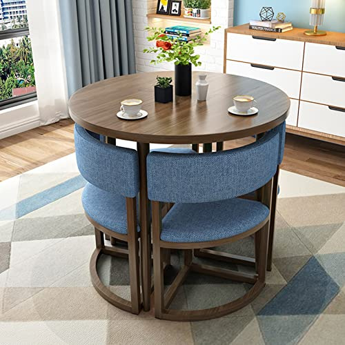 Esstisch rund 80 cm Couchtisch und Stühle Set 5-teilig kleiner Raum Büro Konferenztisch Seminartisch Wohnung Arbeitszimmer Balkon Küche Salon Café Lounge Bankettstühle Essecke Frühstücksecke ( Color :