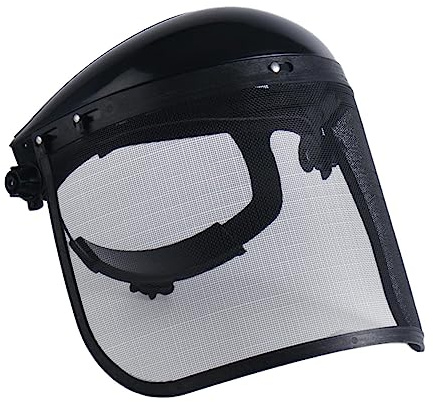 B Baosity Protector Facial Equipado con Visera de Malla Metálica Sombrero Protector Ajustable Pantalla para Protección Facial Banda para Cabeza Ergonómica, negro, universal