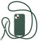 ZTOFERA Crossbody Lanyard Case for iPhone 15 (6.1), Liquid Silicone Protective Phone Case with Strap Adjustable Neck Cord Necklace Soft Cover, Dark Green