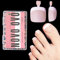NOVO OVO Lot de 360 faux ongles d'orteils à presser - En gel souple - Rose clair - Carré rond - Couche de base et couche de base - Couverture complète - 15 tailles