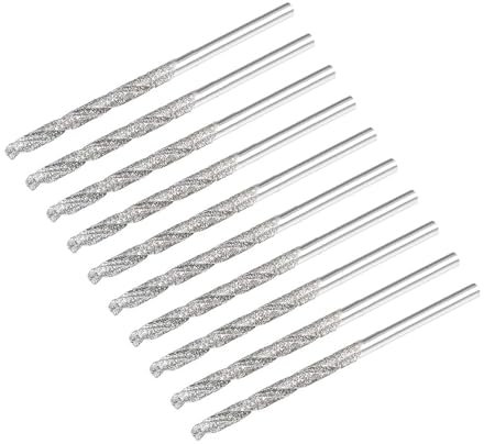 TA-VIGOR 10Pcs 2.5mm Diamond Twist Drill Bit, Diamond Tipped Drill Bit Set Rotary Tools Heavy Duty Micro Diamond Drill Bit Set for Glass Wood Jade Stone Tile