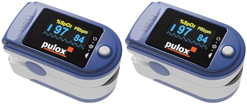Pulsoximeter PULOX PO-200 Solo in Blau Fingerpulsoximeter für die Messung des Pulses und der Sauerstoffsättigung am Finger (Packung mit 2)