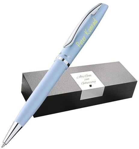 Pelikan Jazz Kugelschreiber farbig personalisiert Geschenk - einzigartige Stifte mit Namen - personalisierte Geschenke zu Weihnachten - Kugelschreiber (UV-Druck, Pastell-Blau)
