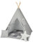 Paco Home Kinderzelt Tipi Zelt für Kinderzimmer Spielzimmer Innen Indoor Robust Stabil Wigwam versch. Muster, Farbe:Grau, Sets:Mit Zubehör
