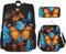 Blue and Orange Butterflies 3 Pcs Print Backpack Sets Casual Daypack with Lunch Box Pencil Case for Women Men