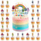 Rainbow Doll Geburtstagsdeko 25 PCS Rainbow Doll Cake Topper Cupcake Topper Für Kinder Party Dekoration für Mädchen Jungen Kinder Thema Party