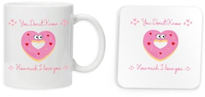 You donut know how much I love you pink sprinkles mug and coaster