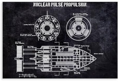 Nuclear Pulse Patent-Poster, Leinwand-Poster, Schlafzimmer-Dekor, Sportlandschaft, Büro, Raumdekoration, Geschenk, ungerahmt: 50 x 75 cm