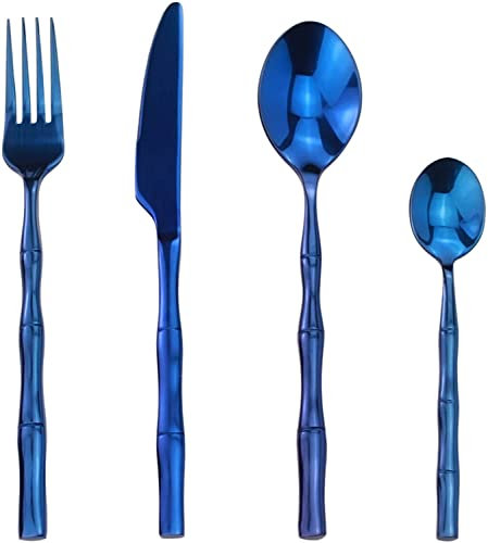 Juegos de cubiertos 24 piezas Diseño creativo Mango en forma de bambú Vajilla occidental de acero inoxidable Polaco de espejo perfecto Juego de cubiertos famoso