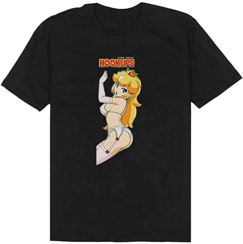 Vintage Hook-Ups Skateboard Peach Girls Logo T Shirt for Men Black M
