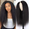V Part Yaki Straight Human Hair Wig Glueless - 150% Density Upgrade U Part Wigs No Glue Full Head Clip In Half Wig V Shape Lace Front Wigs Ready To Go For Beginners 18 Inch