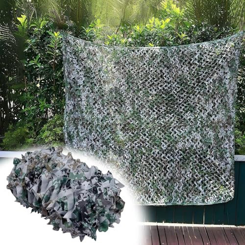 Filet de Camouflage 4x9m(13x29.5ft),Filet de Camouflage léger roulé, Brise-Vue, pour Décoration Camouflage, Protection Solaire pour Terrasse, Camping Extérieur
