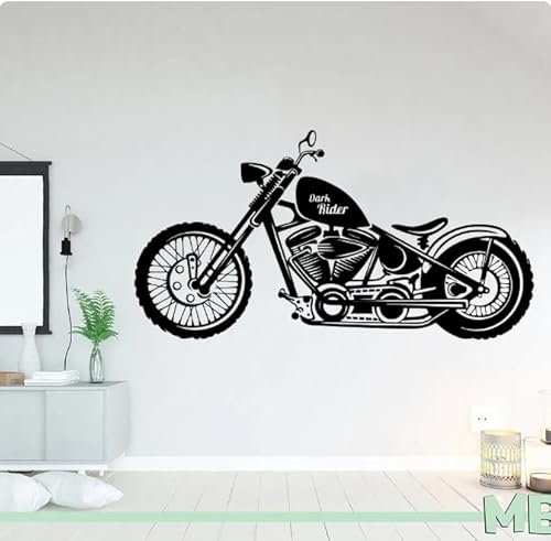 Wandtattoo Motorrad Wandaufkleber Garage Wohnkultur Dekoration Kunst Wandbild, schwarz, 28 x 53 cm