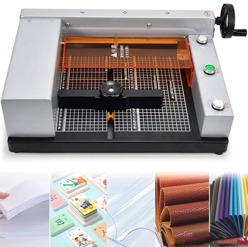 Qiang Petit Massicot électrique Massicot De Sécurité à Guillotine épaisseur De Coupe 40 Mm,Largeur Coupe 0-300 Mm avec Quadrillages,pour Papier Carte Carton PVC Cuir Tissus Non Tissés