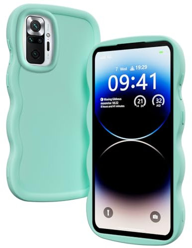 XINYEXIN Funda para Xiaomi Redmi Note 10 Pro 4G, Carcasa Marco de Ondas Forma Rizado Linda Silicona Líquida Antigolpes Bumper Case Cover - Verde