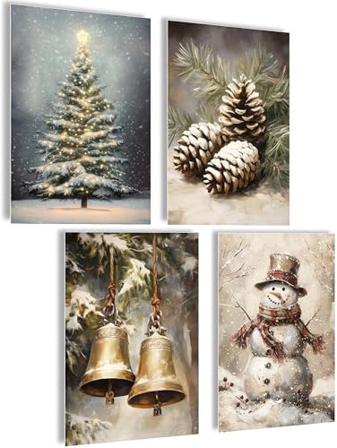 Winter Bilder Set Poster Set Weihnachten Deko Set Weihnachtsbilder Wand Weihnachtsposter Weihnachts Bilder Winterbilder Wandbild Weihnachten Bilder Set Weihnachten Poster Aesthetic (Glocke)