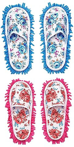 WOFASHPURET 2pares Zapatillas De Limpieza Reutilizables Con Microfibra Antideslizantes Para y Para Diseño y Cómodo