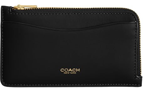 Coach Étui à fermeture éclair pour femme - Accessoire de voyage - Porte-cartes, noir, Taille unique