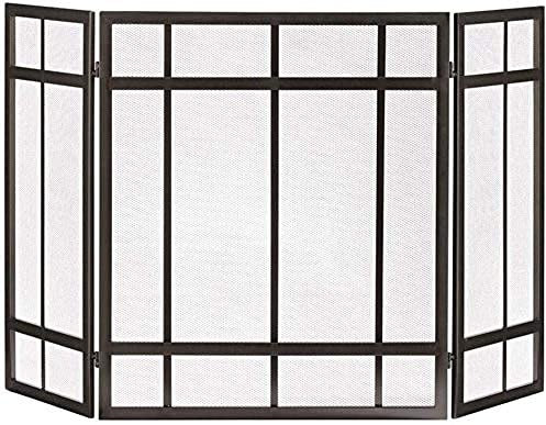 CCKUHN Spark Protection 3 Panel Fireplace Screen Fire Place Doors, Wrought Iron Classic Fire Place Gate Screens Outdoor Decor Mesh, Tall 80cm The New