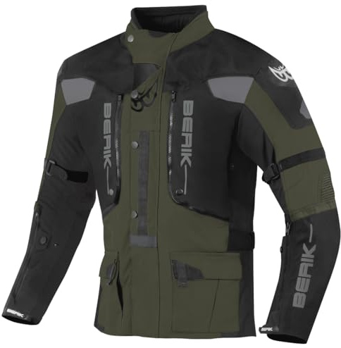 Berik Dakota wasserdichte 3in1 Motorrad Textiljacke, schwarz/grün, 54 | Wasserdicht