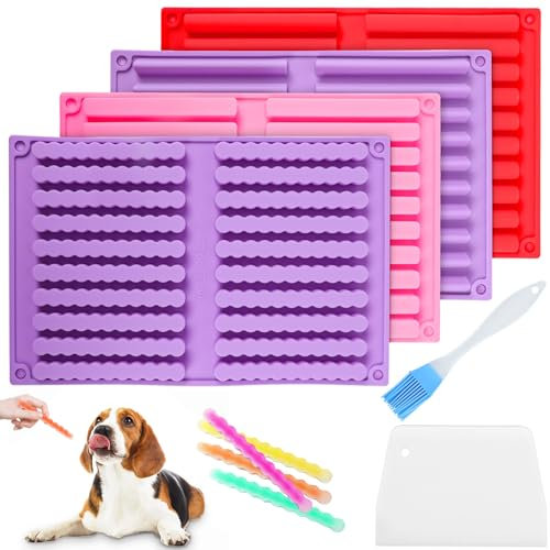 PRZRAO 4 Stück Backmatte Hundekekse Groß 4 Formen Backmatte für Hunde BPA-Frei Hunde Backmatte Silikon Wiederverwendbar Backmatten für Hundeleckerlies DIY Hundeleckerlies Schokolade Kekse