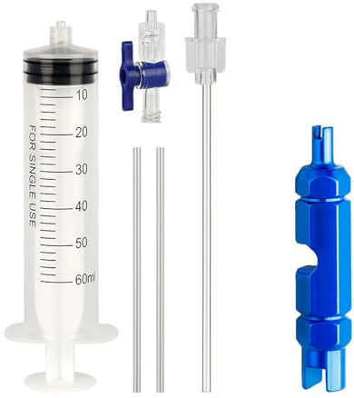 Bamyli Tubeless Spritze Fahrrad, Dichtmilch Spritze, Tubeless Spritze Fahrrad, Tubeless Dichtmittel Spritze Reifendichtmittel Für Fahrradreparatur mit Ventileinsatz Entfernungswerkzeug, 60ml