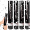 Mineup 4 * Konfettikanone, 30 cm Party Popper, Silber, Schwarz, Metallic Rectangular mit Farbigen Akzenten, Hochzeiten, Geburtstage, Party, Kunststoff, Papier