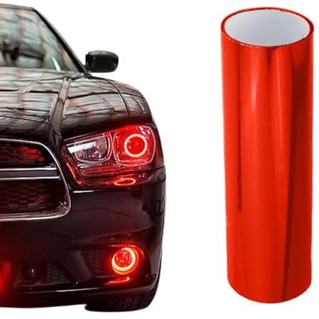120x30cm Scheinwerfer Folie Rot,Tönungsfolie Auto,Rote Folie Transparent,Rückleuchten Folie Aufkleber,Selbstklebende Scheinwerfer TailLights Tönung Vinyl Film,Auto Folie