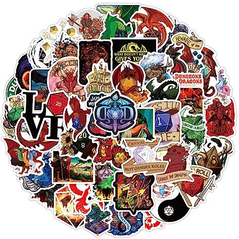 Dungeons and Dragons Stickers 100pcs, Cool Gaming Stickers for Teens Adults,Vinyl Waterproof Decals for Laptop Water Bottles Skateboard Guitar Skateboard Journal Car Bicycle