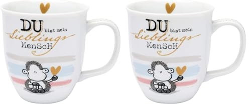 Sheepworld Tasse mit Motiv Mensch | Tasse mit Spruch, Porzellan, 40 cl | Geschenk, Freunde | 46941 (Packung mit 2)