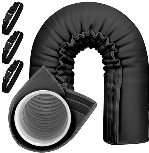 Manchon d'isolation portable pour tuyau de climatisation, convient pour tuyau d'échappement de 12,7 cm et 15 cm de diamètre, couvercle d'aération isolé, facile à installer avec 3 sangles réglables