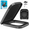 KESSER® WC Sitz mit Absenkautomatik Toilettendeckel Quick-Release-Funktion und Softclose - einfache Montage Klodeckel aus Duroplast Toilettensitz mit Edelstahl Befestigung (Wc Sitz E-Form - Schwarz)