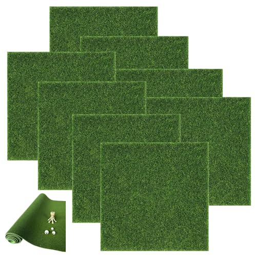 LandReCol 8 Stück Kunstrasen Miniaturgarten, 15x15cm - Ideal für DIY-Garten, Moosdekoration & Miniatur Rasen Dekoration, Perfekt für Bastelprojekte und Miniaturgarten Gestaltung