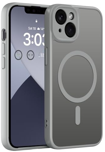 ORDA für iPhone 13 Hülle, Kompatibel mit MagSafe, Grau | Vollständiger Kameraschutz, Stoßfest Kratzfest Haltbarkeit, Transluzente Rückseite, Matt Magnetische Handyhülle