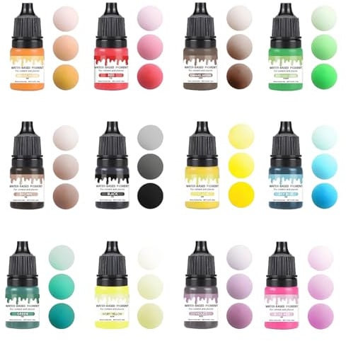 ZhongShuang 5ml Farbpigmente Für Gießpulver 12 Farben Für Gips Zum Gießen, DIY Kreative Farbfarbe Für Kreative Projekte