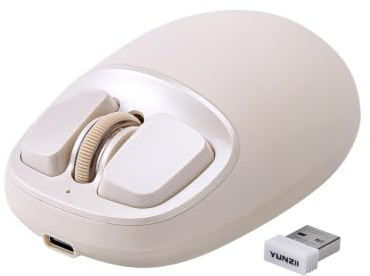 YUNZII C1 Ratón Inalámbrico de Silicona, dpi Máximo 4800 (Beige) | 6 Niveles Ajustables, Tri-Modo 2.4G/Bluetooth/Type-C, Ratón para Portátil, Mac, iPad, PC